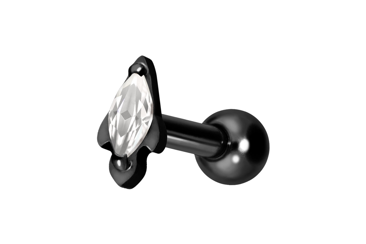 Titan Ohrpiercing mit Innengewinde KRISTALLRAKETE